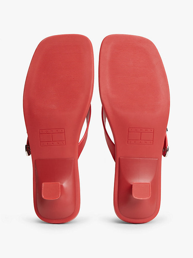Leather Kitten Heel Toe Post Sandals