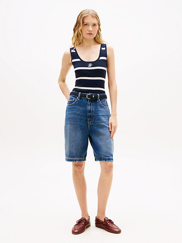 Premium Knit Embroidery Slim Tank Top