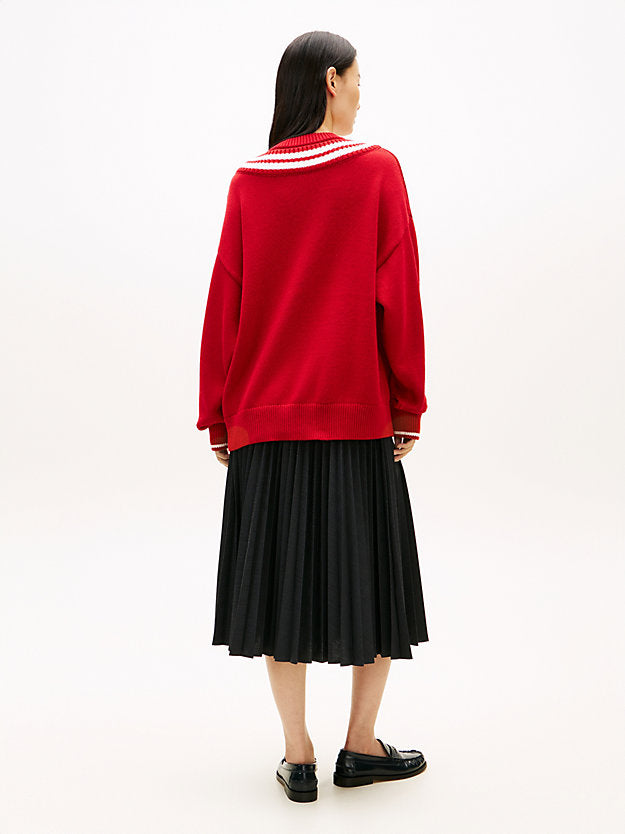 Double Layered Crew Neck Relaxed Cricket Jumper