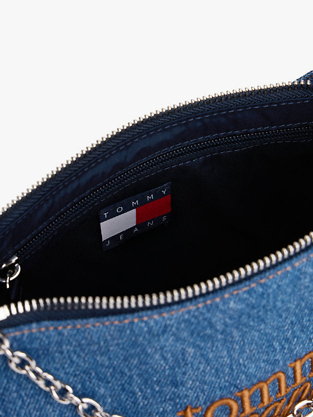 Logo Embroidery Denim Shoulder Bag
