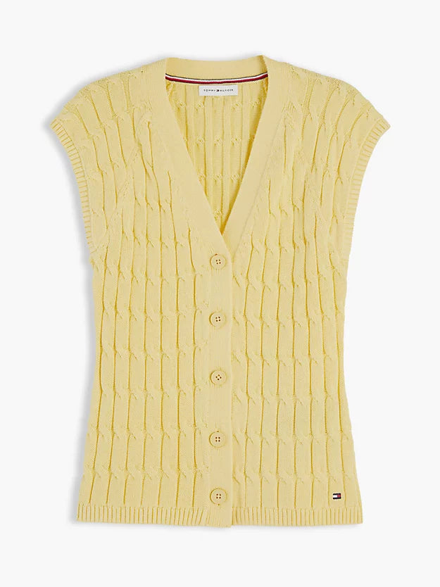 Cable Knit Slim Cap Sleeve Cardigan