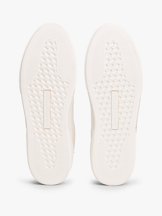 Leather Logo Plaque Court Trainers
