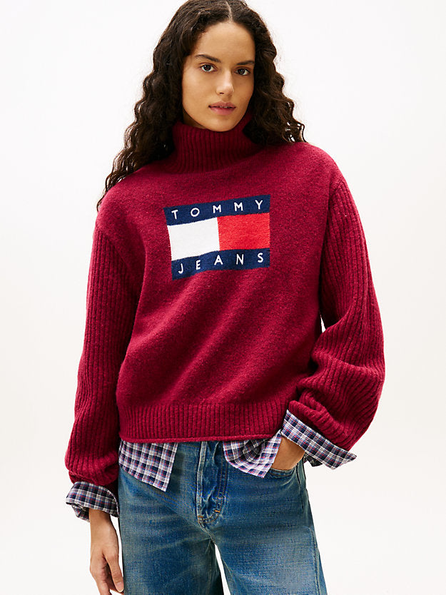 Flag Intarsia Relaxed Turtleneck Jumper
