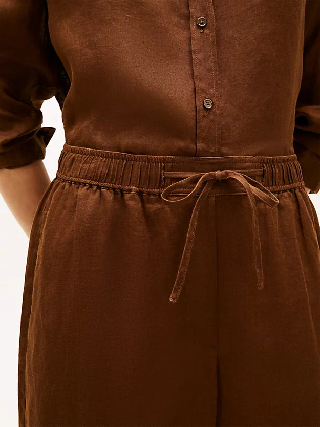 Relaxed Wide Leg Pure Linen Trousers