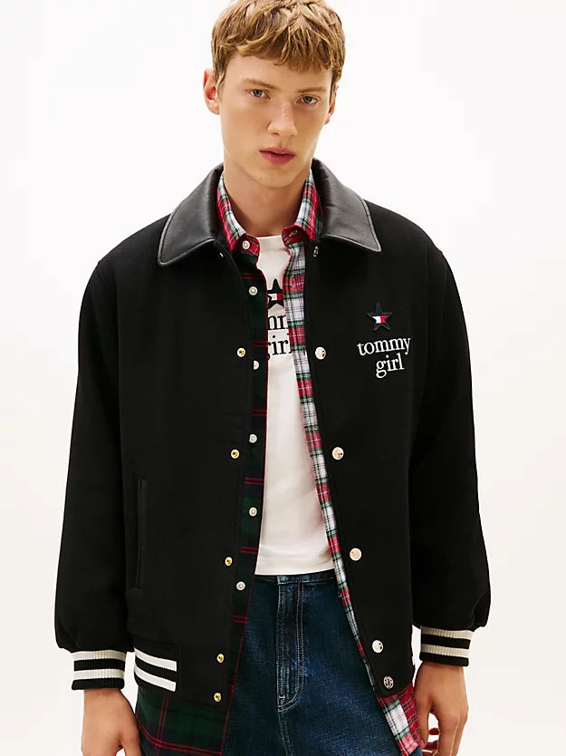 Girl Wool Blend Oversized Varsity Jacket