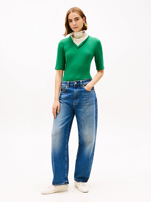 Ribbed Slim Half Sleeve T-Shirt