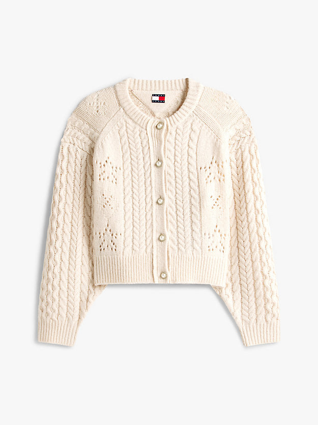 Girl Wool Blend Cable Knit Relaxed Cardigan