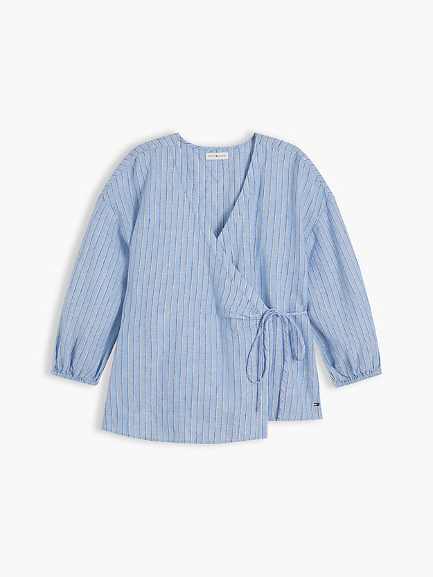 Relaxed Fit Pure Linen Wrap Blouse