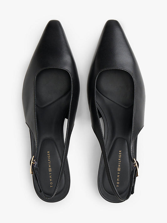 Monogram Leather Slingback Kitten Heels