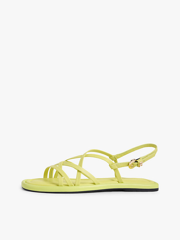 Leather Crossover Strap Flat Sandals