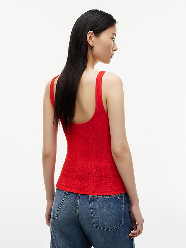 Pointelle Slim Scoop Neck Tank Top