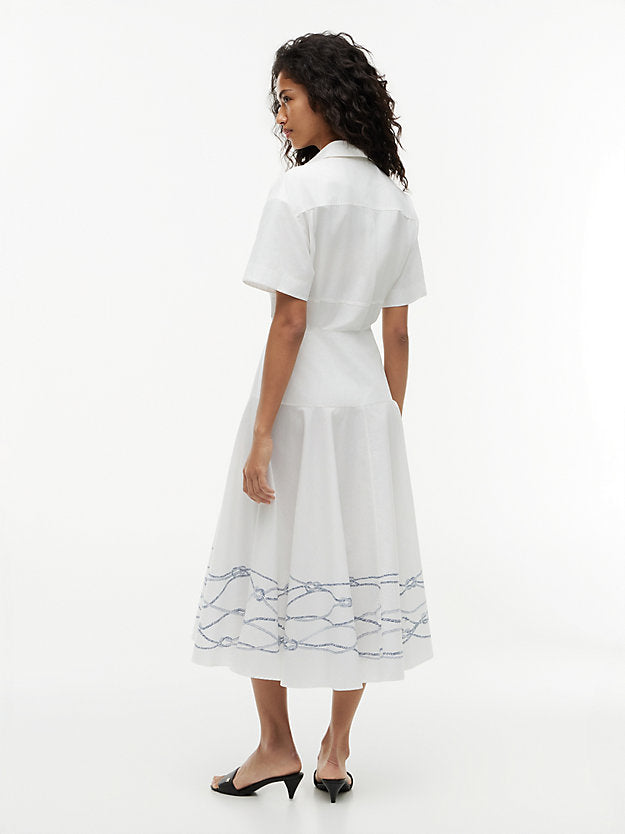 Fit And Flare Poplin Midi Shirt Dress