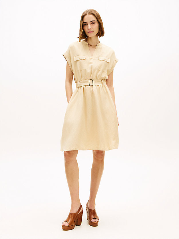 Belted Relaxed Mini Shirt Dress