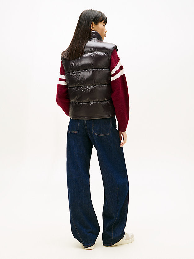 Flag Embroidery Shiny Puffer Gilet