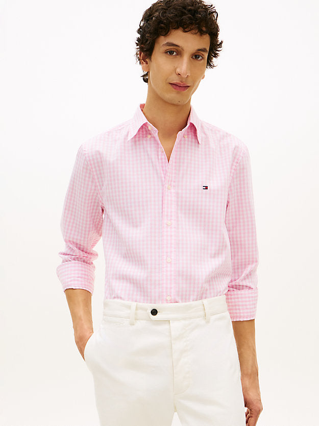 Flex Regular Fit Gingham Check Poplin Shirt