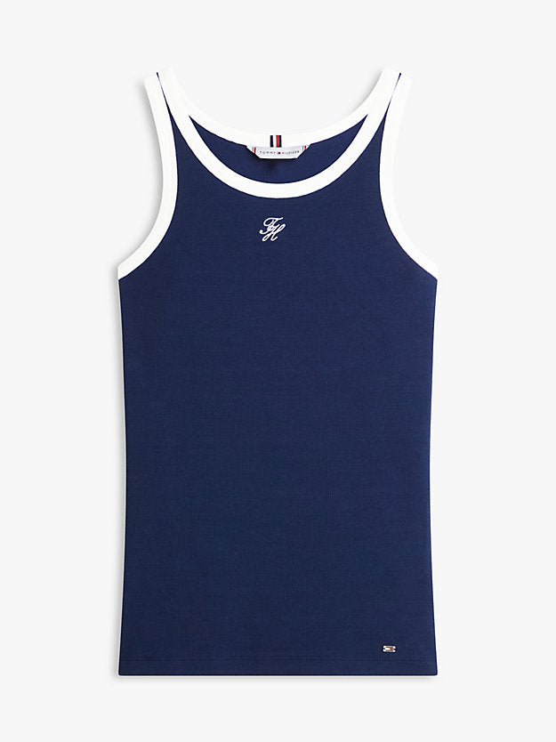Contrast Trim Ribbed Slim Tank Top