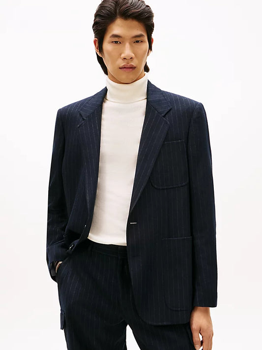 Pinstripe Wool Blend Regular Fit Blazer