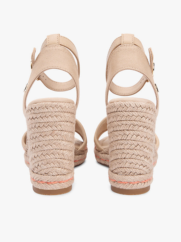 Raffia Strap High Wedge Espadrilles