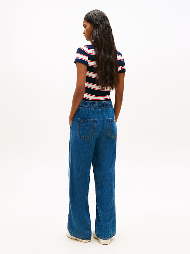 Chambray Denim Loose Drawstring Trousers