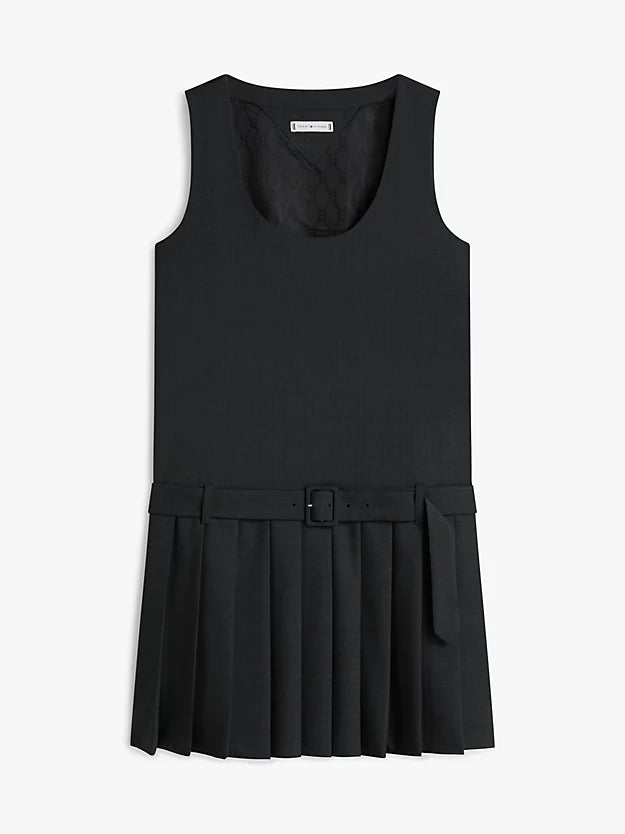 Check Wool Blend Mini Shift Dress