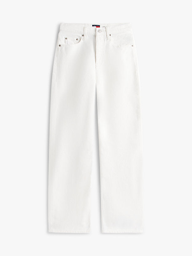 High Rise Slim Straight Leg White Jeans