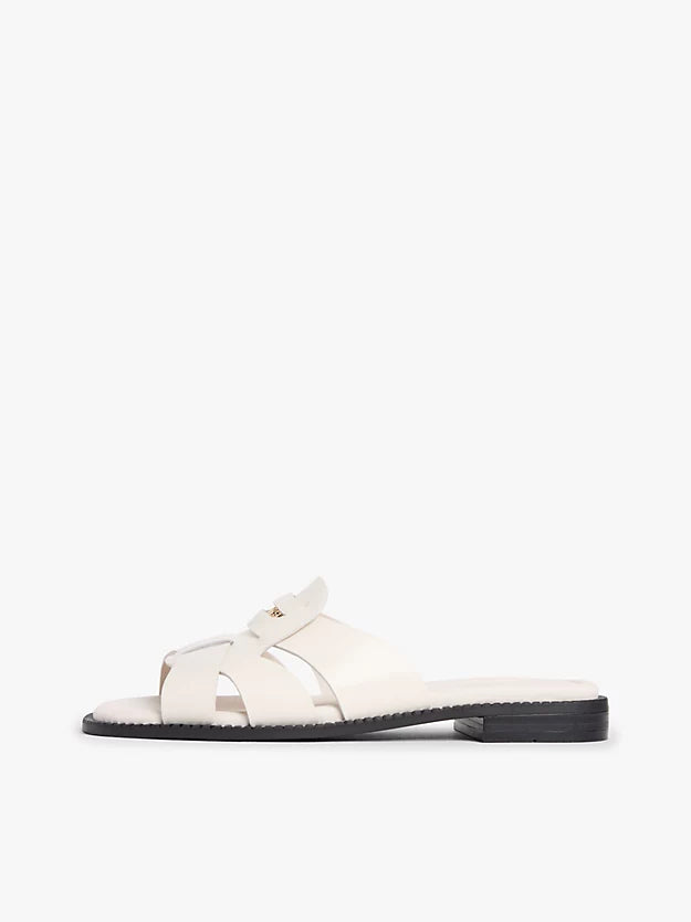 Leather Crest Square Toe Sandals