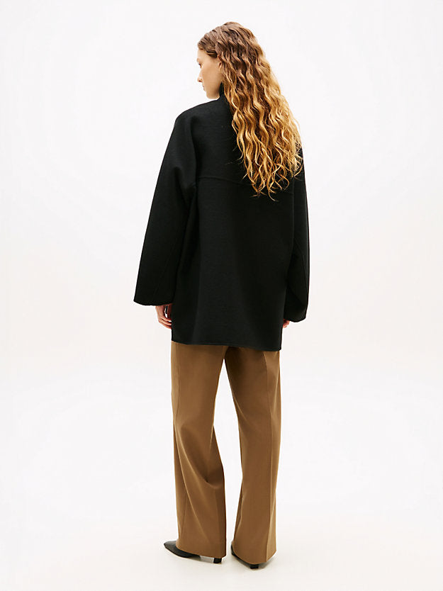 Wool Blend Funnel Neck Oversized Coat