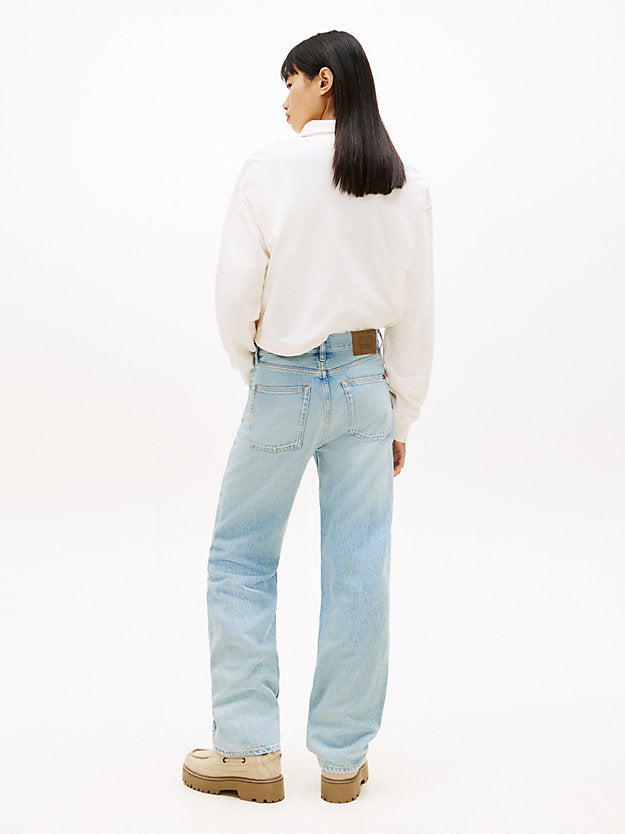 Faded Mid Rise Straight Leg Jeans