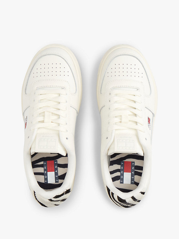 Zebra Heel Leather Archive Court Trainers