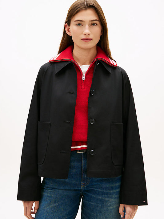 Water Repellent Collared Relaxed Short Jacket