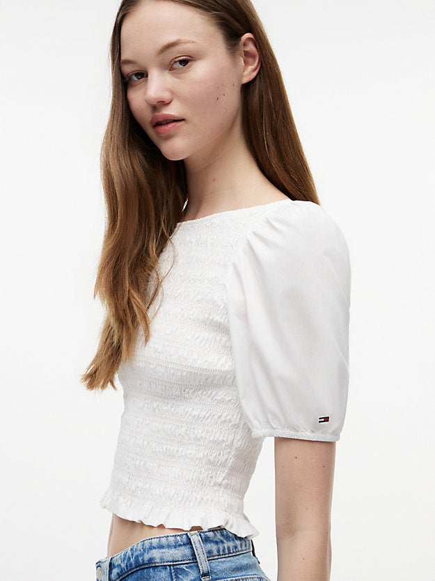 Smock Poplin Slim Short Sleeve Blouse