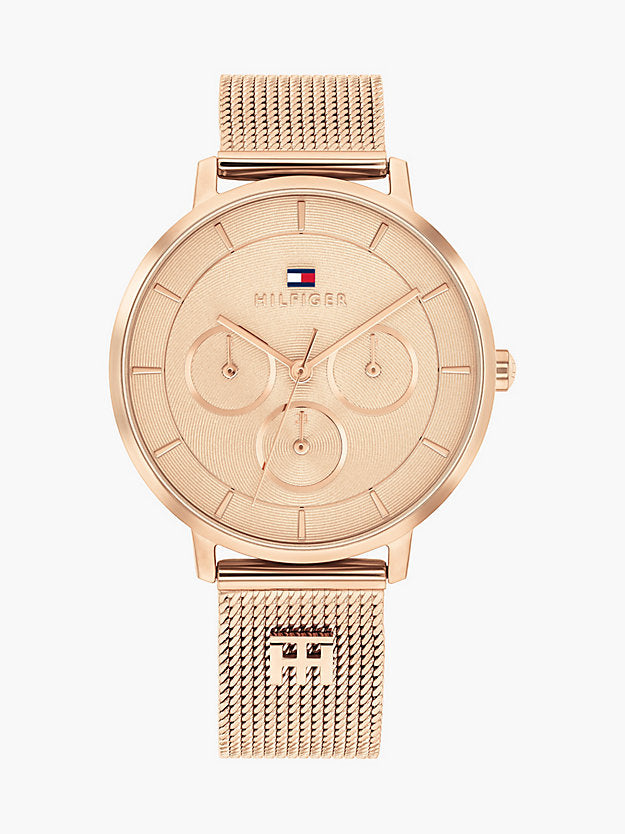 Monogram Rose Gold-Plated Mesh Strap Watch