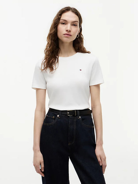 Flag Embroidery Slim Crew Neck T-Shirt