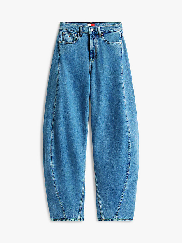 Mid Rise Twist Seam Barrel Leg Jeans