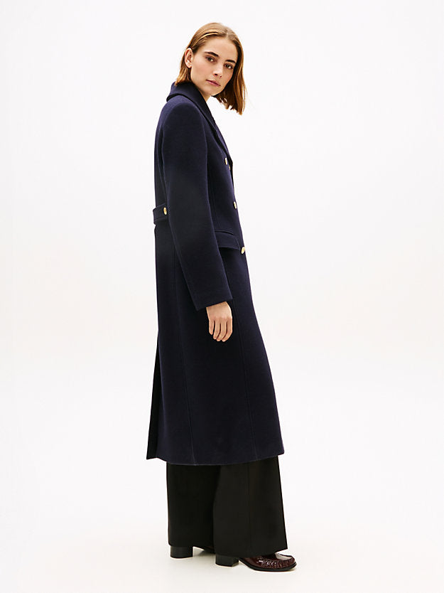 Wool Blend Longline Slim Tailored Coat