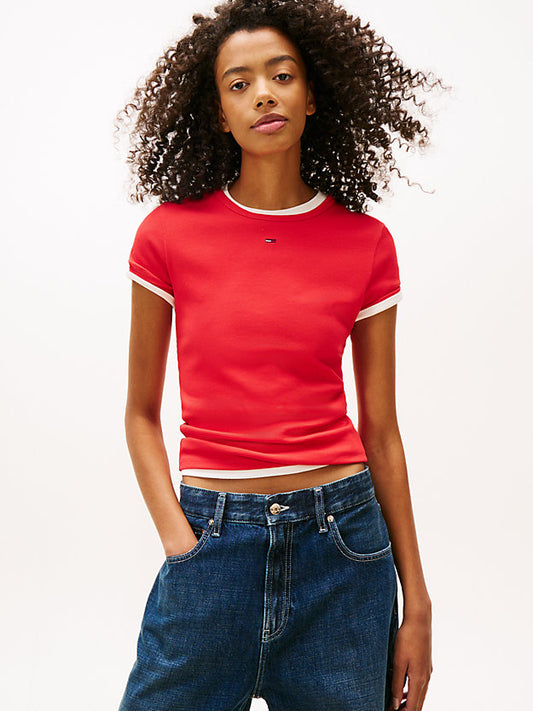 Ribbed Slim Crew Neck T-Shirt