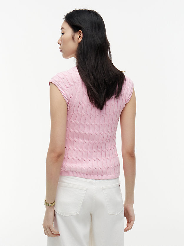 Cable Knit Slim Cap Sleeve Cardigan