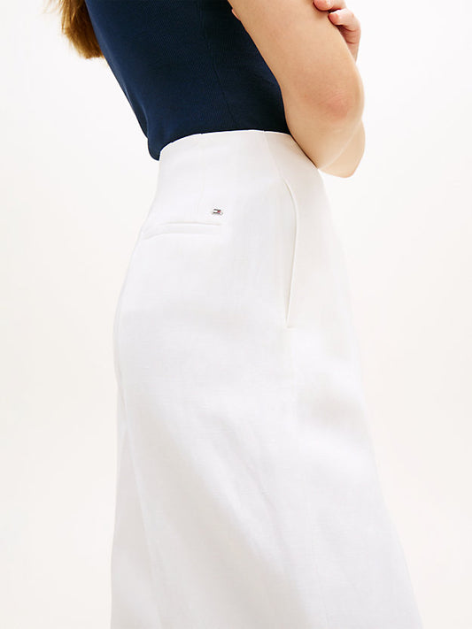 Linen Blend Barrel Leg Ankle Trousers