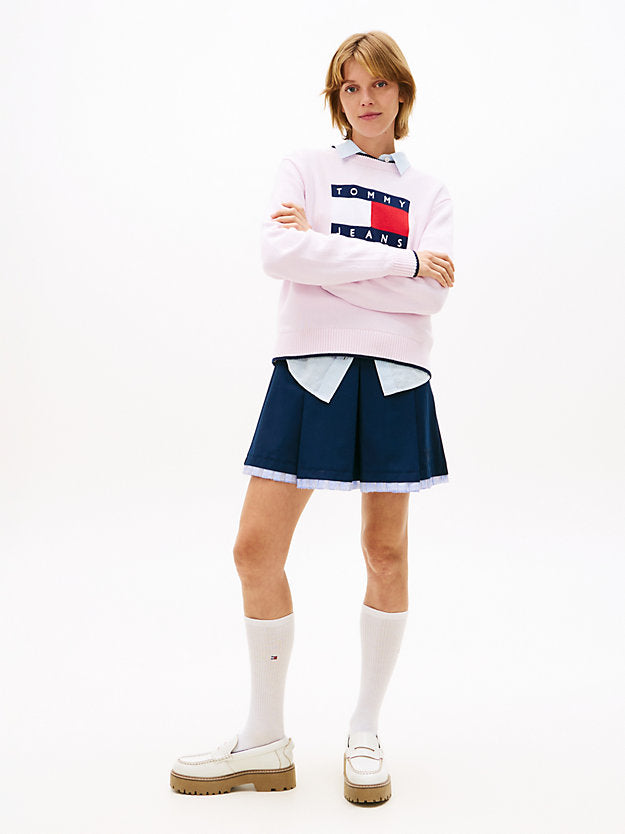 Intarsia Flag Badge Tipped Relaxed Jumper