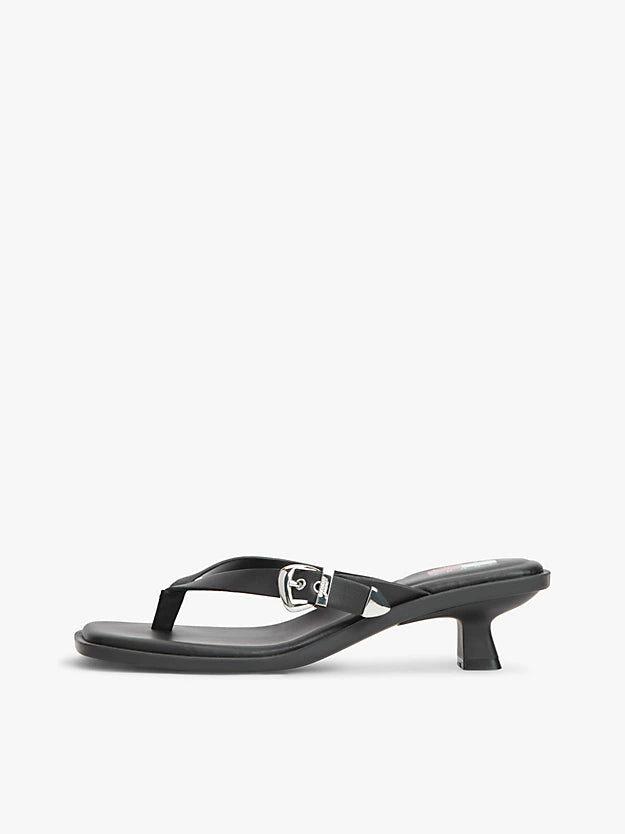 Leather Kitten Heel Toe Post Sandals