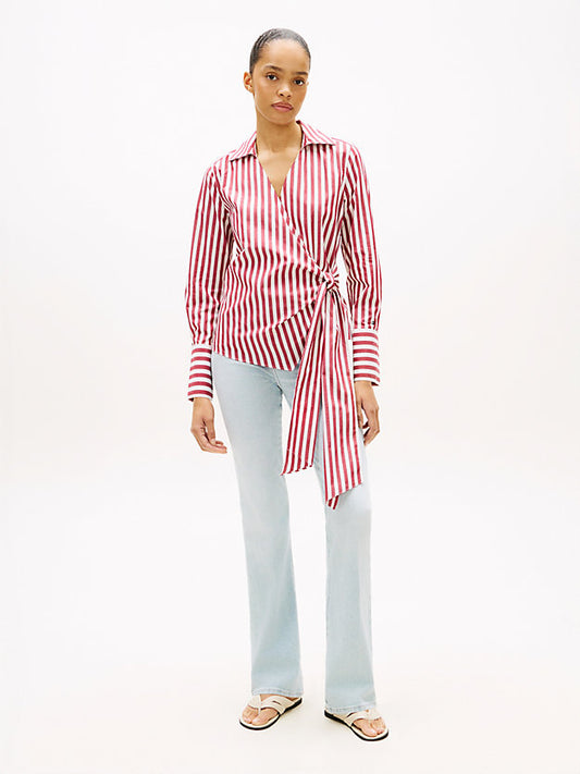 Slim Fit Wrap Knot Poplin Shirt