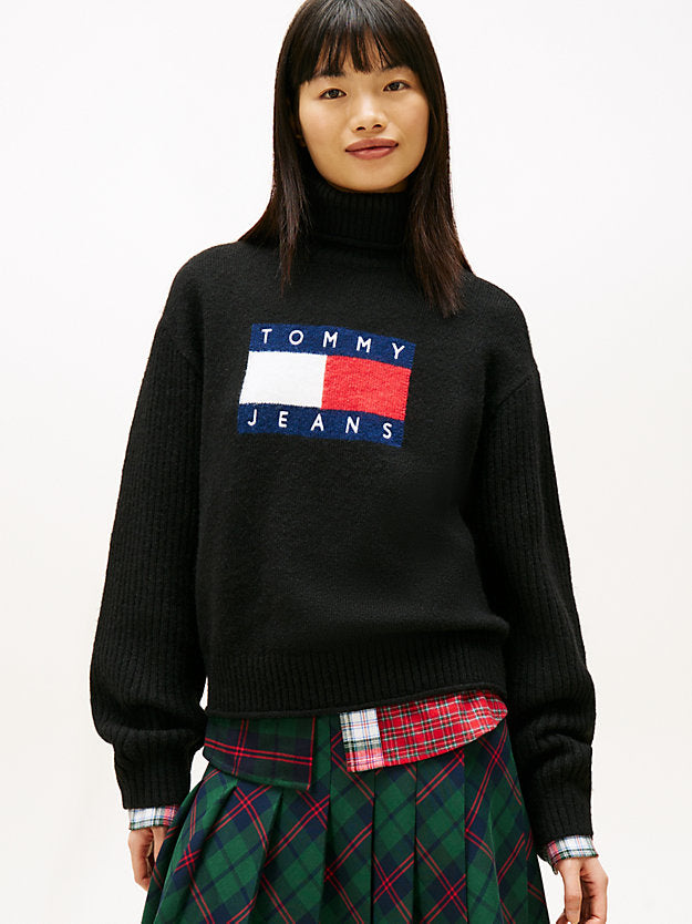 Flag Intarsia Relaxed Turtleneck Jumper