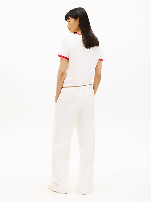 Broderie Anglaise Drawstring Trousers WiLinen