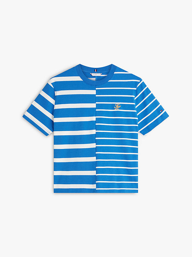 Mixed Stripe Relaxed Crew Neck T-Shirt