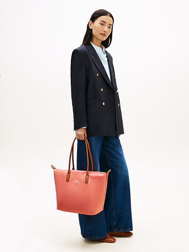 Monogram Contrast Handle Tote Bag
