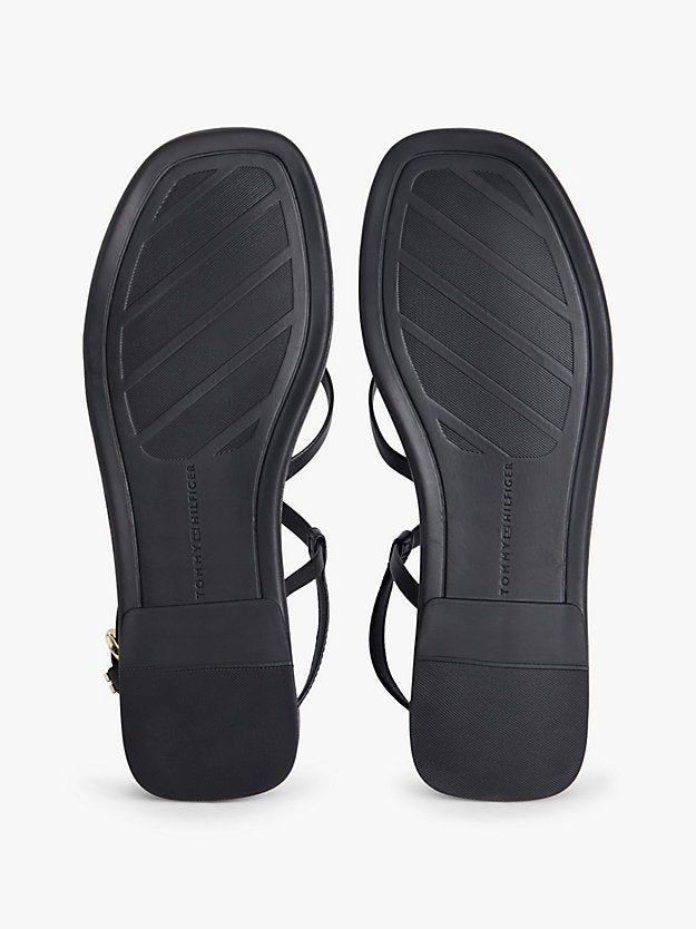 Leather Crossover Strap Flat Sandals