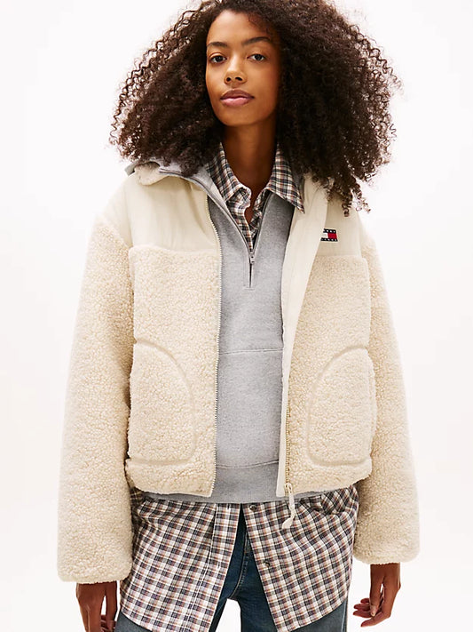 Badge Teddy Fleece Collared Jacket