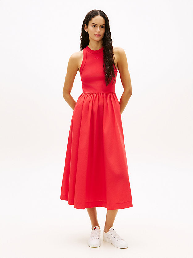 Slim Sleeveless Poplin Maxi Dress