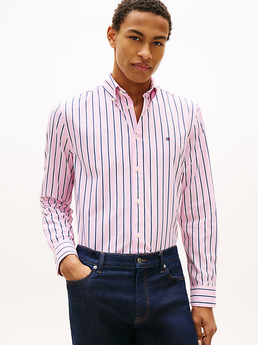 Flex Regular Fit Stripe Poplin Shirt