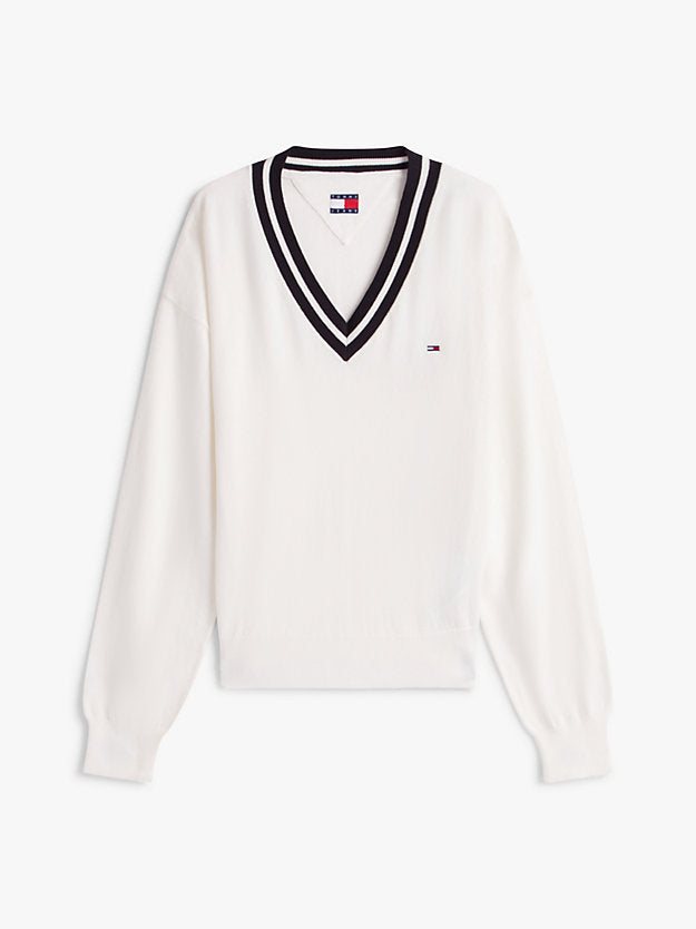 Relaxed Tipped V-Neck Jumper